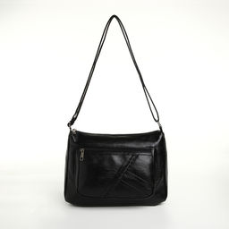 Сумка кросс-боди женская, большого размера, на молнии, 28×10×20 см, чёрная