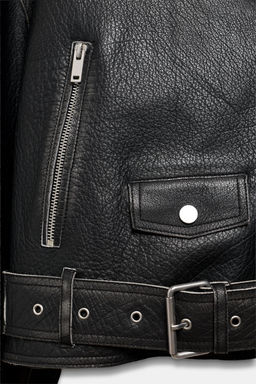 CHAQUETA BIKER PIEL ZW COLLECTION LIMITED EDITION / Negro - Zara фото 10