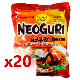 1 кор. Лапша Неогури острая с морепродуктами Neoguri Seafood Spice (в пачке) Nongshim, Корея 120 г*20 шт (коробка) Акция