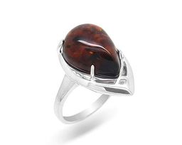 Кольцо из серебра янтарь, КП14