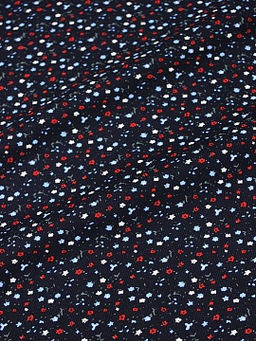 Микровельвет Нежные незабудки цв.чернильно-черный, ш.1.1м, хлопок-100%, 130гр/м.кв