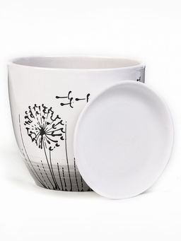 Горшок для цветов Одуванчик, керамический, с поддоном, 2.5 л, белый