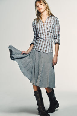GINGHAM GODET MIDI SKIRT - Zara фото 7