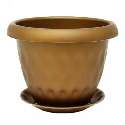 Цена за 2 шт. Горшок для цветов пластиковый 2,8л d-20см "Розетта" с поддоном золотой С127ЗОЛ