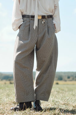 LIMITED EDITION BALLOON CHECK TROUSERS WITH WOOL