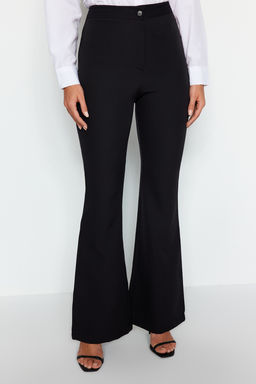 Siyah Flare Ispanyol Paca Yuksek Bel Bootcut Dokuma Kumas Pantolon TWOAW20PL0094