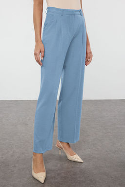 Limited Edition Ac?k Mavi Straight/Duz Kesim Dokuma Kumas Pantolon TWOAW23PL00401