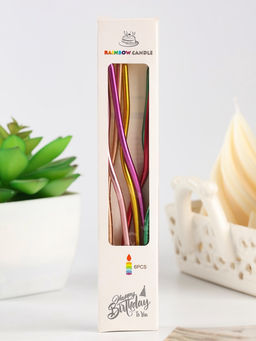 Цена за 2 шт. Свечи для торта витые «С днем рождения», 6 шт., 16.5 см, разноцветные