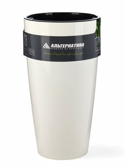 Кашпо для цветов Рондо, пластик, 23 л, d=40 см, h=74.7 см, со вставкой, белое