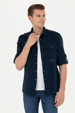 Мужская темно-синяя рубашка с длинным рукавом - U.s. polo assn фото 8