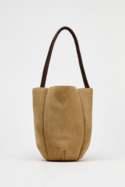 BRAIDED SPLIT SUEDE FLOWER BUCKET BAG - Zara фото 2