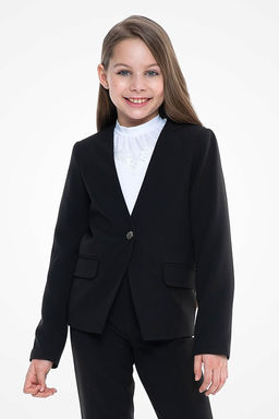 Чёрный школьный жакет для девочки Инфанта, модель 0711