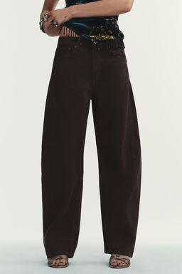 JEANS TRF BAGGY BARREL TIRO MEDIO / Marr?n - Zara фото 13