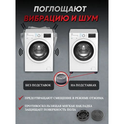 Набор подставок антивибрационных, для стиральной машины, 4 шт, 7,44,6 см, d=4,7 см - Simaland фото 6