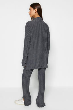 Antrasit Fitilli Pantolon Y?rtmac Detayl? Triko Alt-Ust Tak?m TWOAW24AU00013 - Trendyolmilla фото 5