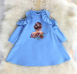 ПЛ557-Ф Платье «Романтика» ЦВЕТ: ГОЛУБОЙ (QR)