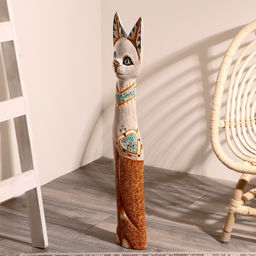 Фигура «Кошка в ошейнике с сердечком», 80 см, дерево