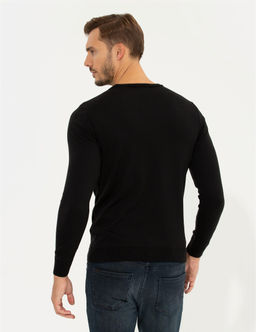 Siyah Slim Fit Bisiklet Yaka Triko Kazak - Pierre cardin фото 5