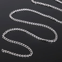 Цепочка без карабина, набор 5 шт. L=60 см, 4.6×3×0.8 мм, СМ-1319, цвет серебро