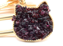 Заколка зажим Котик с натуральным гранатом 7*2,8*1,8см