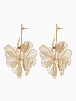 Серьги металл «Цветок» веточка, цвет золото