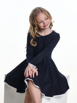 Платье для девочки в школу синее 22-7790 синий - Mini maxi фото 3