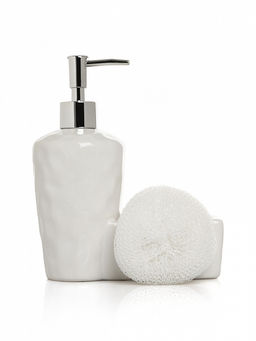Диспенсер для моющего средства с губкой 400мл белый керамика - Lucky фото 4