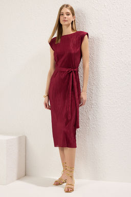 TRENDYOLMILLA Fusya Duz Vatkal? Midi Vatkal? Kusakl? Pilise Orme Elbise TWOSS24EL00131  фото 11