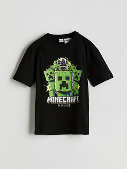 Bisiklet Yaka Minecraft Bask?l? Erkek ?ocuk Ti??rt