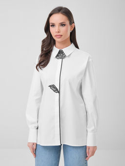 Блузка с декоративным цветком - Stilla фото 3