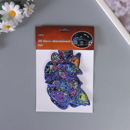 Наклейка бумага, пластик Бабочки на Хэллоуин, синие, набор 12 шт.