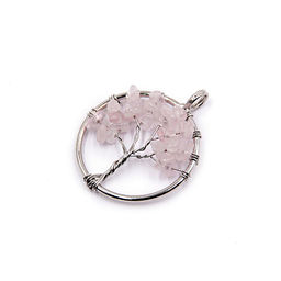 Подвеска Дерево Жизни с камням Розовый кварц для привлечения любимого и возлюбленного 3,5см