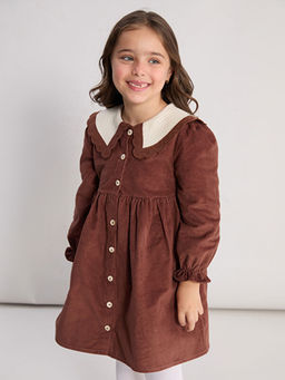 Bebe Yaka K?z ?ocuk Kadife Elbise