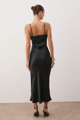 TRENDYOLMILLA Siyah Duz Kesim Saten Ask?l? Maxi Dokuma Elbise TWOSS24EL00163  фото 27