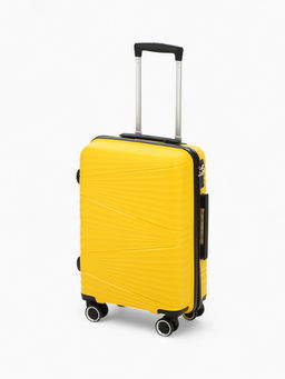 Чемодан на колёсах «Полосы», маленький 44 л (S), на молнии, кодовый замок, 4 колеса, жёлтый