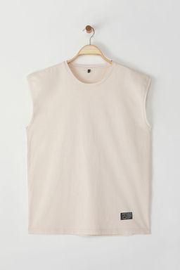 Yesil Oversize/Genis Kesim Eskitme/Soluk Efekt Etiket Detayl? T-Shirt/Atlet TMNSS25AL00001 - Trendyolmilla фото 6