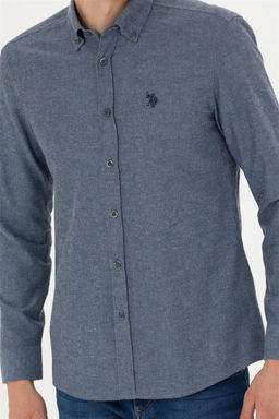Мужская базовая рубашка цвета индиго с длинным рукавом - U.s. polo assn фото 6