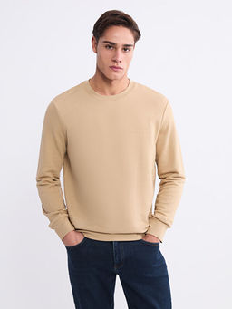 Bisiklet Yaka Bask?l? Erkek Sweatshirt