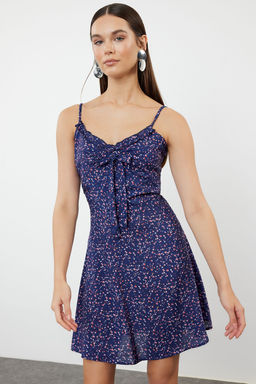 TRENDYOLMILLA Koyu Lacivert Cicekli Mini Dokuma Elbise TWOSS21EL3214  фото 11