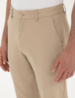 Bej Carrot Fit Keten Kar___ml_ Kanvas Pantolon - Pierre cardin фото 5