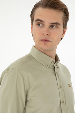 Мужская рубашка светло-хаки с длинным рукавом Неожиданная скидка в корзине - U.s. polo assn фото 2