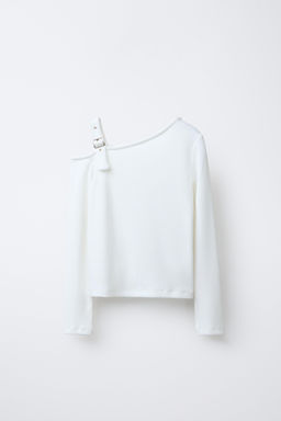 RIBBED T-SHIRT WITH BUCKLES