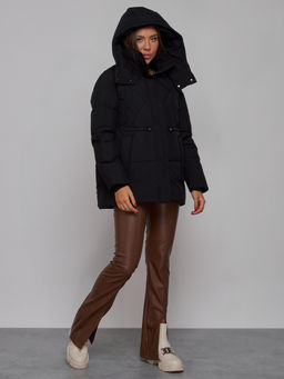 Зимняя женская куртка модная с капюшоном черного цвета 52302Ch - Holdluck фото 7