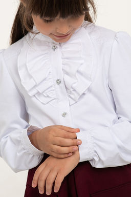Белая школьная блуза Mooriposh, модель 06177  фото 6