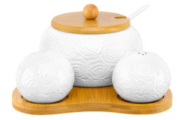 Набор - сахарница 440 мл 16*17*8,5 см Розы с ложкой + солонка+ перечница дер.под. - Elan gallery фото 14