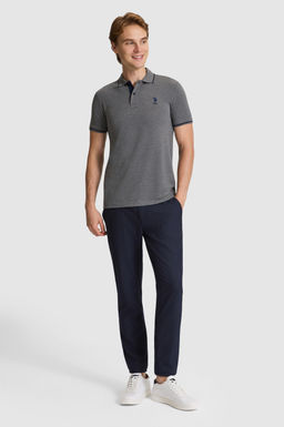 Erkek Antrasit Melanj Slim Fit Polo Yaka Basic Ti__rt