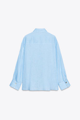 100% LINEN SHIRT WITH CONTRASTING BUTTONS - Zara фото 13