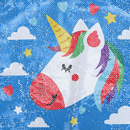 Наволочка декоративная 39х39см "Единорог4" рисунок/серебро, 1 сторона - пайетки-антистресс, 1 сторона - плюш, на молнии (Китай)