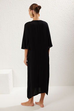 TRENDYOLMILLA Siyah Maxi Dokuma Plaj Elbisesi TBESS25EL00013  фото 14