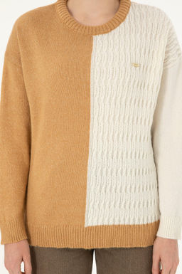 Женский свитер светло-коричневого цвета с круглым вырезом меланжевого цвета Неожиданная скидка в корзине - U.s. polo assn фото 6